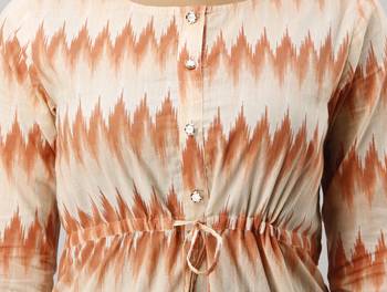 Women's Cotton Tye Dye Printed Straight Coral Kurta Palazzo Set 4
