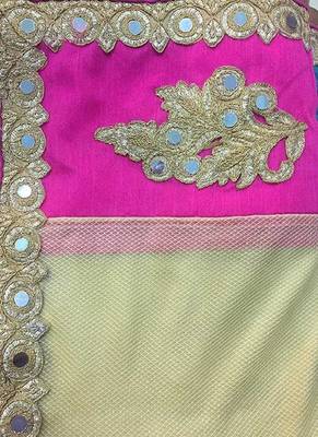 green embroidery georgette saree with blouse 3