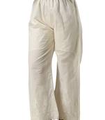 Women's off white Cotton Solid Straight Palazzo