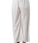 Women's White Butta Cotton Solid Straight Palazzo