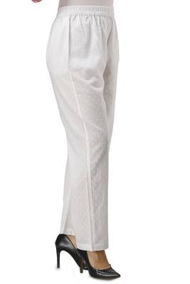 Women's White Butta Cotton Solid Straight Palazzo 4