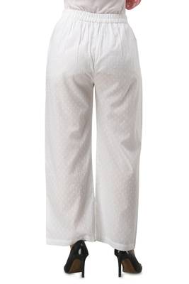Women's White Butta Cotton Solid Straight Palazzo 5