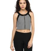 Black woven polyester crop-tops