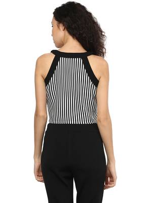 Black woven polyester crop-tops 2