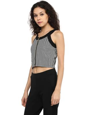 Black woven polyester crop-tops 3