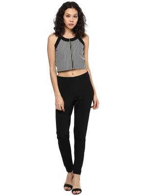Black woven polyester crop-tops 4