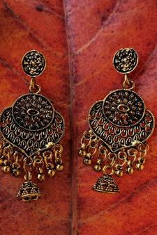 Gold Oxidised Earrings