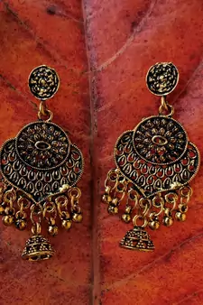 Gold Oxidised Earrings
