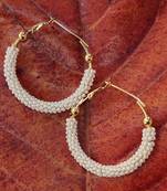 White Beaded Hoop Earrings