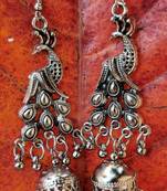Silver Oxidized Peacock Earrings
