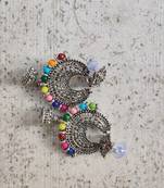 Silver Oxidized Multicolour Beaded Earrings