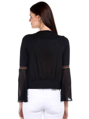 Black printed polyester crop-tops 2