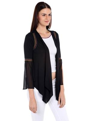 Black printed polyester crop-tops 3