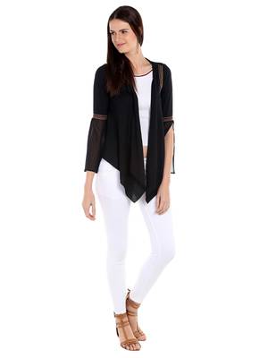 Black printed polyester crop-tops 4
