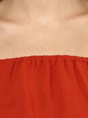 Orange printed polyester crop-tops 5