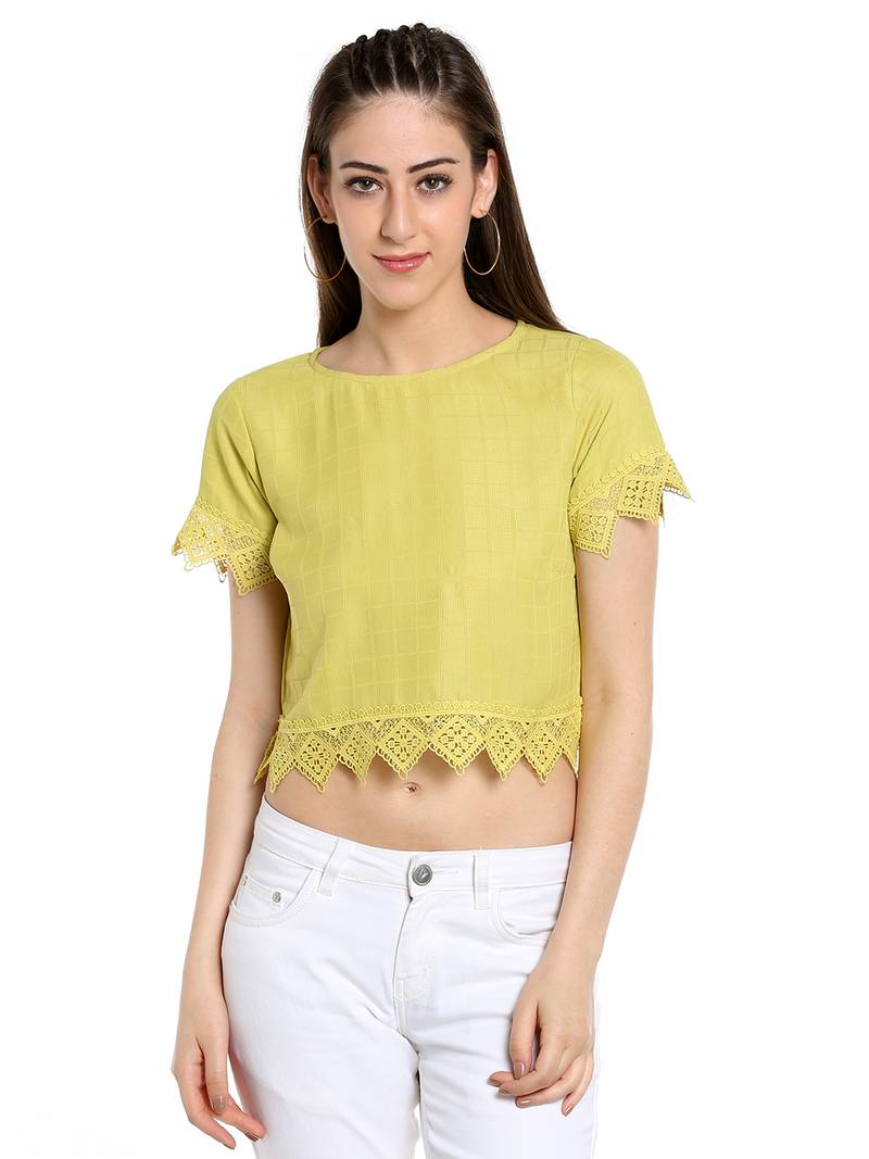 Yellow printed polyester croptops 109F & Fusion Beats 3191408
