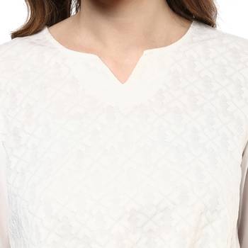 Cream printed polyester crop-tops 5