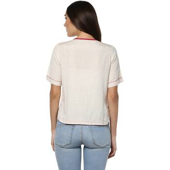 Off white printed viscose rayon crop-tops 2