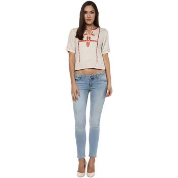 Off white printed viscose rayon crop-tops 4