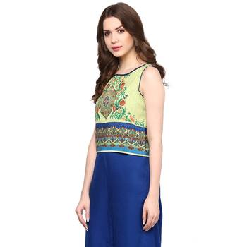 Green printed polyester crop-tops 2