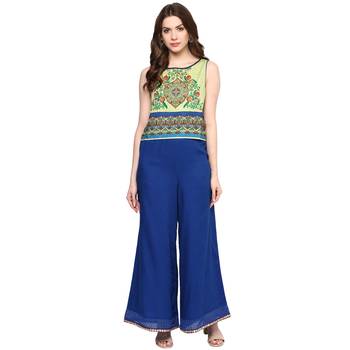 Green printed polyester crop-tops 5
