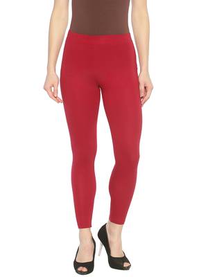 Maroon plain cotton leggings 1
