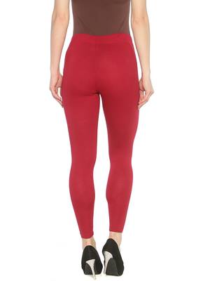 Maroon plain cotton leggings 2