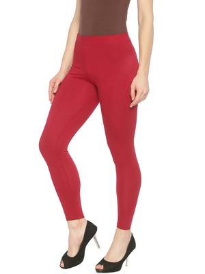 Maroon plain cotton leggings 3