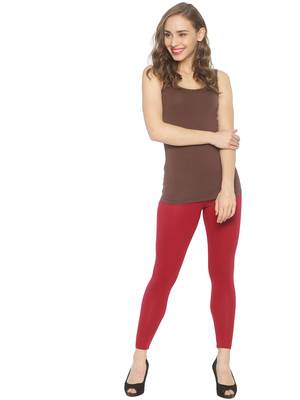 Maroon plain cotton leggings 4