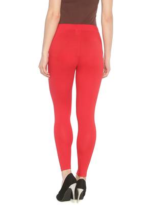 Red plain cotton leggings 2