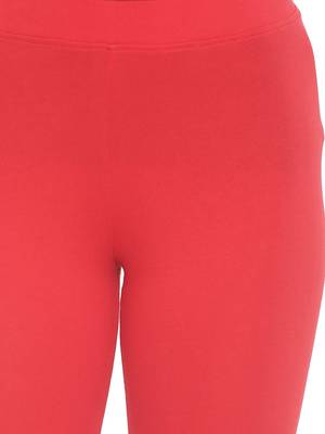 Red plain cotton leggings 5