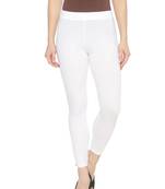 White plain cotton leggings