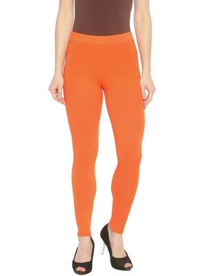 Orange plain cotton leggings 1