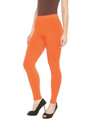 Orange plain cotton leggings 3