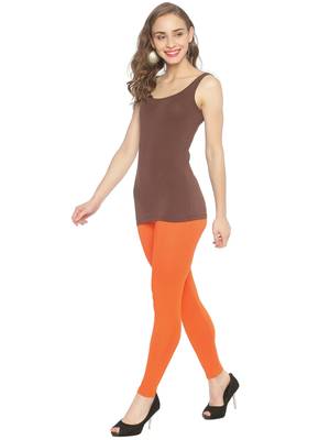 Orange plain cotton leggings 4