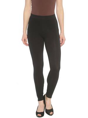 Black plain cotton leggings 1