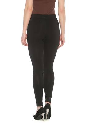 Black plain cotton leggings 2