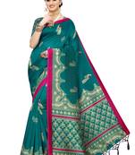 Rama_Green Printed Art Silk Saree With Blouse