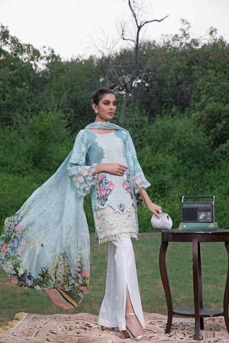 Firdous Eid Carnival EC 04  cream embroidered lawn unstitched pakistani suit