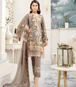 Ramsha Rangoon Volume 5 – Design 509  dark-cream embroidered lawn unstitched pakistani suit