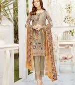 Ramsha Rangoon Volume 5 – Design 505  dark-cream embroidered lawn unstitched pakistani suit