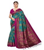 Multicolor Printed Art Silk Saree With Blouse
