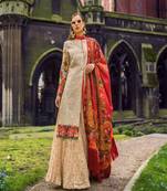 Honey Waqar by Regalia Textiles 7B  cream embroidered lawn unstitched pakistani suit