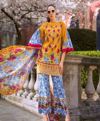 Honey Waqar by Regalia Textiles 3B  multicolor embroidered lawn unstitched pakistani suit 1