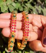 Red & Green Pearls Bangles