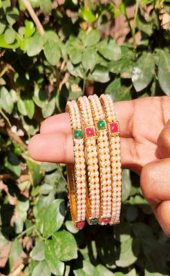 White Pearls Bangles Of 4 2