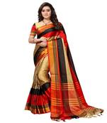 Multicolor printed art silk saree with blouse