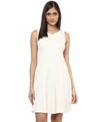 Off white woven polyester maxi-dresses