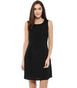 Black woven polyester maxi-dresses