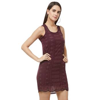 Maroon woven polyester maxi-dresses 2